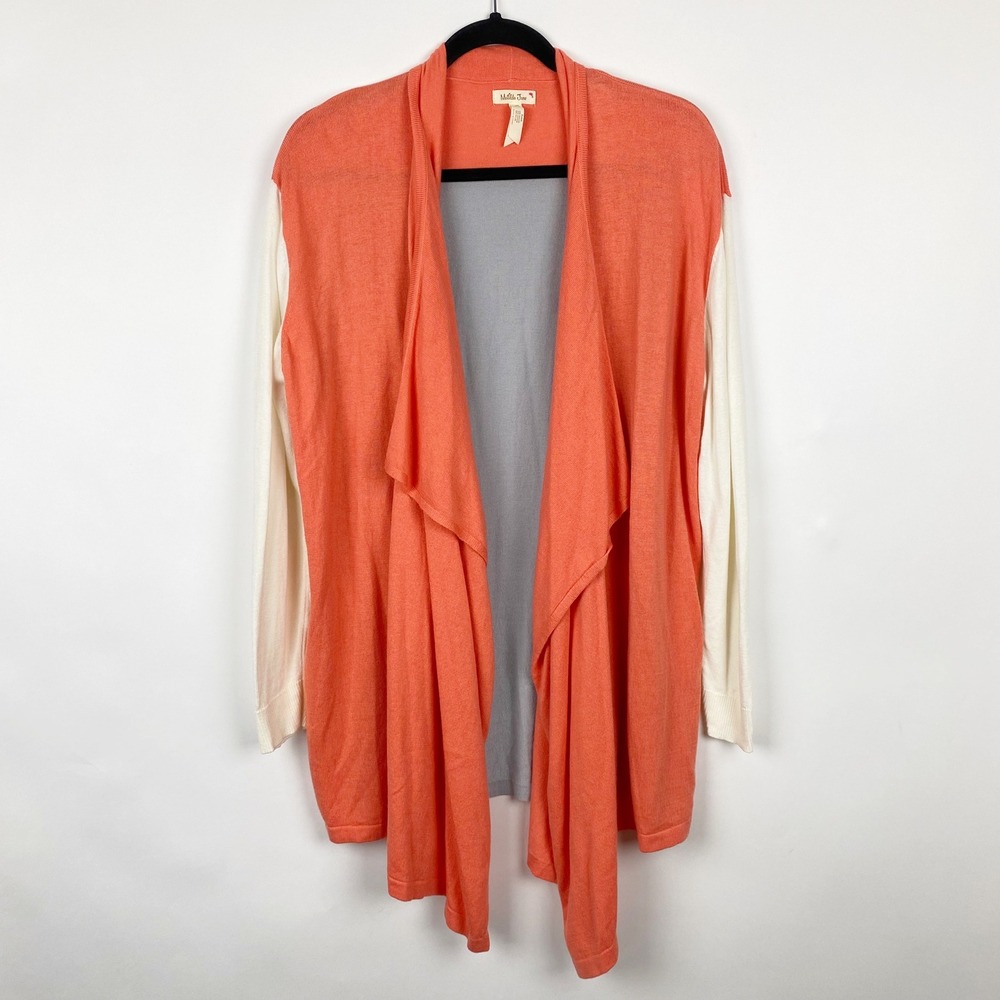 Matilda Jane Colorblock‎ Draped Open Front Cardigan Sweater Womens L Waterfall